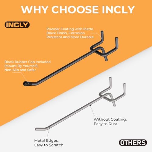 INCLY 120 Pack Pegboard Hooks, 4/6/8 Inch Peg Board Hooks Accessories - Image 3