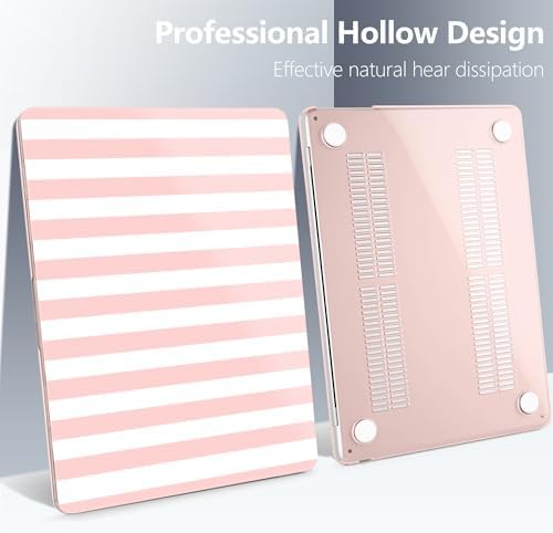 Batianda LumiArt Case for MacBook Air 13.6" M2-M5 Chip, Pink White Stripe - Image 6