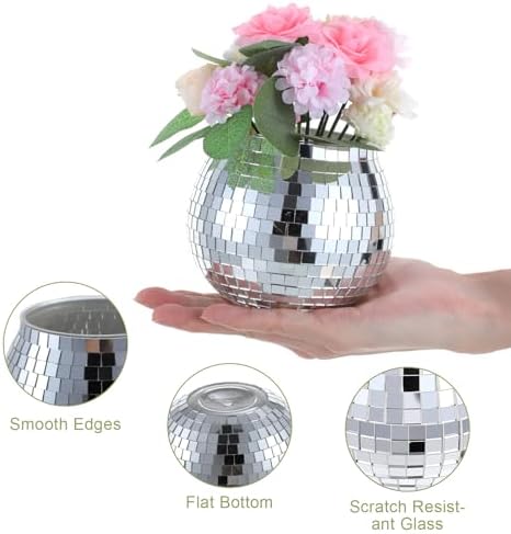 6 PCS Disco Ball Vase, Candle Holder 3.9X3.74 Inch Multifunctional Pencil Cup Disco Flower Vase Centerpieces for Wedding Centerpieces,Birthday,Office,Bedroom Classroom Decor - Image 6