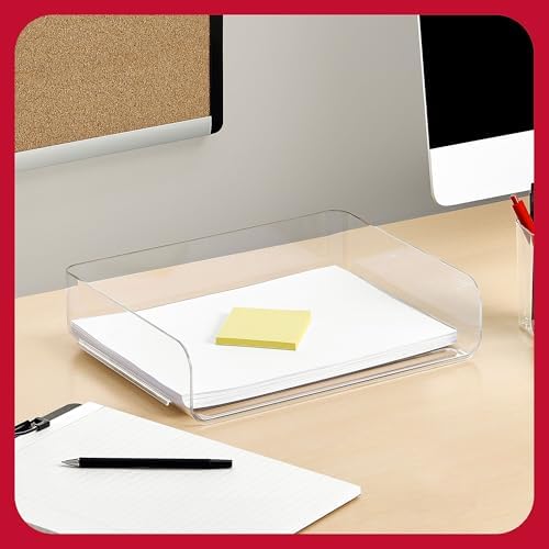TRU RED Side-Load Stackable Plastic Letter Tray, Clear, 6-Pack - Image 3