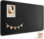 Large Bulletin Board, 35 X 24 Inches Felt Cork Board with 40 Pushpins, Foldable Felt Notice Pin Board Photo Display Board with Self-Adhesive Tape for Office Home School (Black, 35x24 inch) by Subeauty