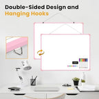 Dry Erase Board for Wall, 24" x 18" Double-Sided Hanging Magnetic Whiteboard with 6 Markers, 6 Magnets and 3 Mini Sticky Notes, Large White Board for School, Home, Office, Pink Frame - Image 4