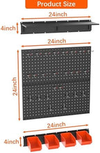 TORACK Garage Metal Pegboard with Accessories, Tools Organizer Peg Board with Pegboard Hooks, Wall Mounted Bins, Tool Storage Pegboards for Wall(Black) - Image 3