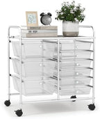 LDAILY 9 Drawer Rolling Storage Cart, Rolling Cart with Drawers for Classroom, Art Supply Craft Organizer on Wheel with Metal Frame & Handles for Home Office School by LDAILY