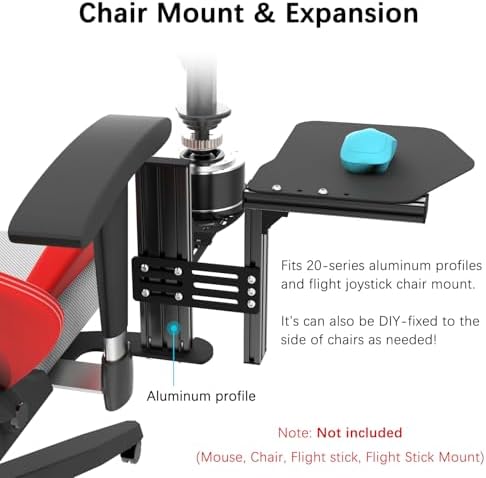 EG STARTS 1x Metal Extend Mouse Pad Holder Platform, Adjustable Horizontally & Height for Desk & Chair Extend Metal Computer Mouse Desk Mount Pads, Flight Joystick Mount Extension Attachment - Image 5