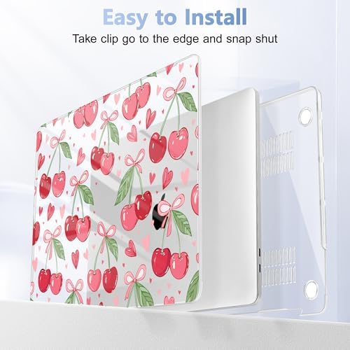 for MacBook Pro 16 inch Case 2019 2020 Release Model A2141, Plastic Hard Shell Cover with Keyboard Cover & Screen Protector for MacBook Pro 16 inch with Touch Bar, Cherries & Pink Bows - Image 5