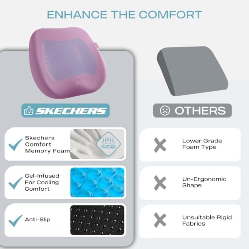 Skechers Seat Cushion Premium Gel & Memory Foam-Office Chair Cushion for Tailbone Pain Relief,Butt Pillow for Office Chair,Car seat Cushion,Long Sitting Office Workers,and Car Drivers,Purple - Image 6