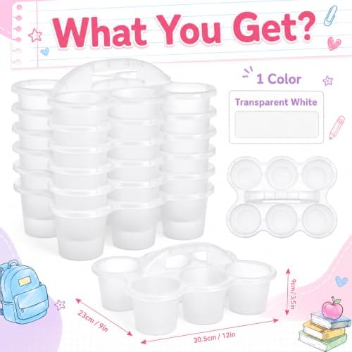 gisgfim 6 Pack Classroom Caddy Organizer with Handle, 6 Compartments, Clear - Image 2