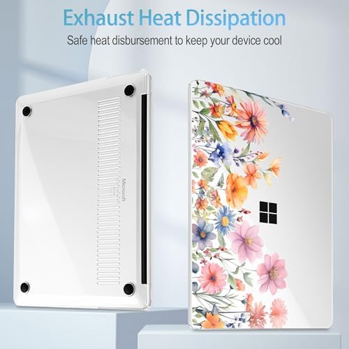 Mektron Case for 13.8" Microsoft Surface Laptop 8/7 (2026/2024) Surface Laptop 13.8 Inch Cover Fits Model 2036, Keyboard Cover +Screen Protector +Dust Plugs, Floral P165 - Image 4