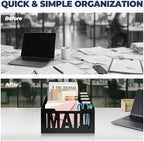 Mail Organizer Countertop, Desktop Mail Sorter with 4 Slots & Labels, Black - Image 4