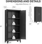 COFaR 61" Metal Pantry Cabinet in Black, Modern Storage Cabinet with Adjustable Shelves, Sturdy Metal Cupboard for Kitchen, Office, Living Room & Bathroom Organization - Image 2