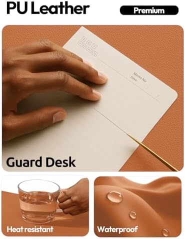 YSAGi Leather Desk Pad Protector, Office Desk Mat, Large Mouse Pad, Non-Slip PU Leather Desk Blotter, Laptop Desk Pad, Waterproof Desk Writing Pad for Office and Home (Brown,55" x 24") - Image 4
