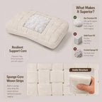 Lumbar Pillow Decorative Throw Pillow, Soft Velvet with Sponge-Filled 3D Woven Strips, Hand-Woven & High-Density Polyester Fiberfill Core, for Couch Bed Accent Chair Home Office(Warm Cream) - Image 3