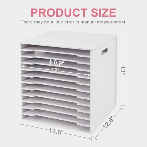 SONGWAY 12x12 Paper Storage Organizer - 13 Tier Desk File Organizer with Adjustable Shelves, Letter Mail Tray, 12x12 Stackable Scrapbook Paper Storage Cube for Home Office Classroom (Pack of 2) - Image 3