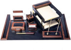 Dacasso Walnut and Black Leather Desk Set, 10-Piece, 34" x 20" by Dacasso