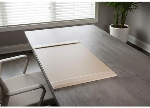 Dacasso Bonded Pad with Side Rails Luxury Leather Desk Blotter for Writing, 30 x 18 (White Latte) - Image 5
