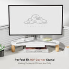 AFOOYO Monitor Stand Riser,Cloud-Shaped Sturdy Wood 16.5In Computer Monitor Riser Wirh Drawer, Multi-Purpose Desktop Organizer Riser for Computer,Laptop,Printer,TV,White - Image 4
