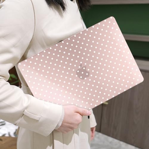 MEEgoodo for M5/M4/M3/M2 MacBook Air 15 inch Case 2026 2025 2024 2023, Case Fit Model (A3448/A3241/A3114/A2941) for MacBook Air 15.3 inch, Pink & White Polka Dots - Image 6