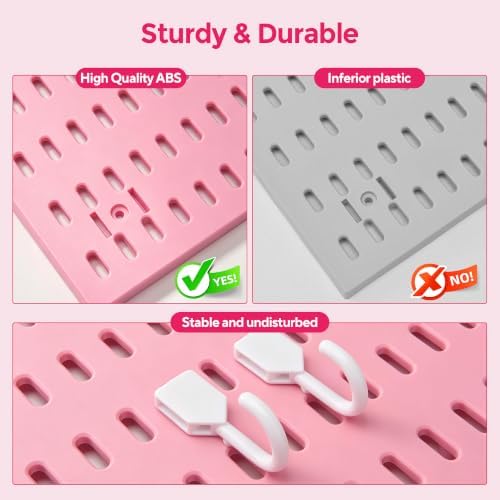 Pink Peg Board, 24"x36" Pegboard Wall Organizer, Includes 6PCS Pink Peg Boards and Accessories, Plastic Peg Board Panels for Craft Room, Office, Kitchen, Gaming Room - Image 7