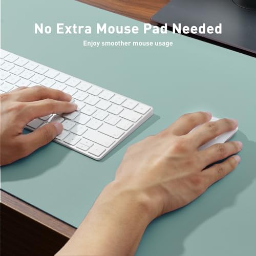Aothia Faux Leather Desk Mat - Non-Slip PU Leather Desk Blotter, Waterproof Writing Surface, Large Desk Pad for Office & Home (Light Blue, 55" x 24") - Image 4