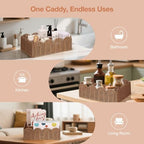 Wicker Diaper Caddy Organizer, Nursery Storage Basket for Diapers and Baby Wipes, Baby Essentials Organizer for Changing Table, Splinter Free Rattan Style (Tea Brown, L) - Image 6