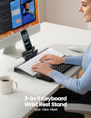 Vaydeer Wrist Rest with Keyboard Stand and Phone Holder, Keyboard Riser Set - Image 2