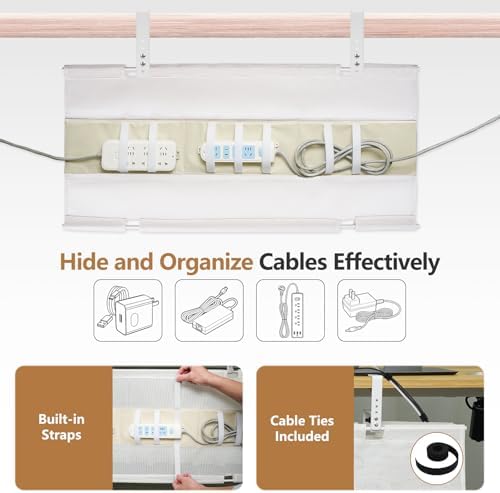 SHUWEI 35.6" Under Desk Cable Management Tray, Mesh, No-Drill Mount, Black - Image 2