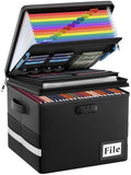 ENGPOW Fireproof Document Box with Locks and Accordion File Folder,Black by ENGPOW