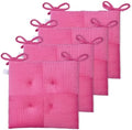 Office Stacking Chair Cushions 4 Pack, Corduroy High Density Foam Kitchen Seat Cushions with Ties, Square 17" x 17" Indoor Non-Slip Dining Chair Pads, Pink, 4pcs by Zalvox