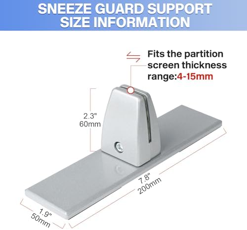 4 Packs Sneeze Guard Clamp Bracket, Sneeze Guard Shield Base for Countertop, Stick On Heavy Duty Aluminum Partition Guard Clip, Panel Support Clamp Stand for Clear Acrylic Desktop Counter Reception - Image 4
