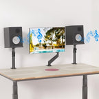 suptek Tall Clamp-on Speaker Stands Desk Mount, Height Adjustment, Tilt, Swivel, 9.6 x 8.8 Trays, Universal Audio Holders for Computer and Bookshelf Speakers, Elevated Sound, 2 Pack, Black, SDM001H - Image 3