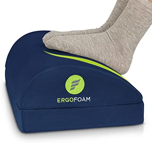 ErgoFoam Foot Rest - Chiropractor-Endorsed Orthopedic Teardrop Design 2in1 Adjustable Premium Under Desk Footrest for Lumbar, Back, Knee Pain (Navy Blue) by ErgoFoam