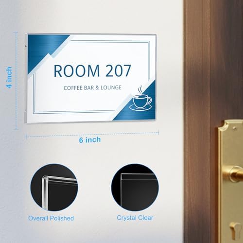 EHWINE 20 Pack 6x4 Wall Mount Acrylic Sign Holder, Horizontal Wall Signs Photo Menu Flyer Display Holders, Plastic Clear Acrylic Frames for Office Home Hotel Business Store (with Adhesive Tape) - Image 2