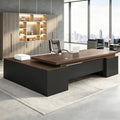 Executive Desk, L Shaped Executive Office Desk with Locking Drawer & File Cabinet, 1'' Thick Desktop, Large Office Desk with Storage, Modern Executive Computer Workstation for Home Office & Business by Unknown