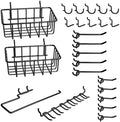 24PCS Pegboard Accessories Organizer Kit, Dual-Lock Pegboard Hooks with Locking Pins, 2 Wire Storage Baskets, Paper Towel Holder, 6-Hook Rack, Heavy Duty Steel Pegboard Storage Organizer, Black by Unknown