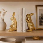 Vintage Gold Rabbit Bookends Set of 2, Resin Bunny Book Ends for Home Decor - Image 4
