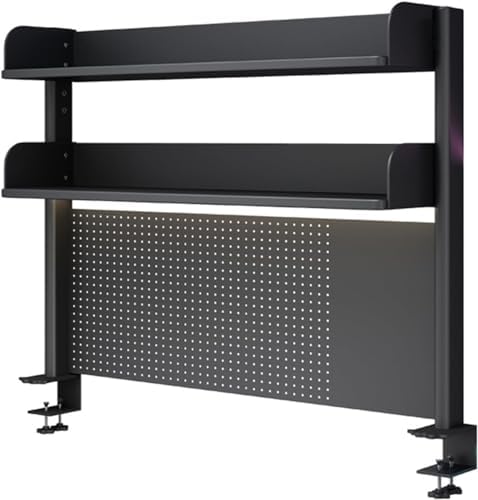 Clamp On Desk Organizer Shelf, Desk Extender Pegboard Workstation,Computer Desk Accessories for Office, Privacy Panel for Gaming Desk,Clamp-on 23.6/31.5/39.3in Desktop Shelving System, Black (Size : by Unknown