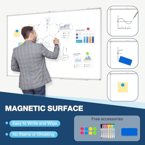 Double-Sided White Board Dry Erase Magnetic Whiteboard Wall 60x48 Foldable - Image 4