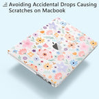 for New MacBook Air 13 inch Case 2026 M5 2025 M4 2024 M3 Chip– Aesthetic Lightweight Floral Design Clear Hard Shell 6-in-1 Bundle with TPU Keyboard Cover & 2X OTG Adapters, Colorful Flowers - Image 4