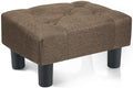 Poofzy Small Foot Stool Ottoman, Linen Ottoman Foot Rest with Legs, Rectangle Foot Rest for Couch, Footstools and Ottomans Small for Living Room and Entryway (Brown) by Poofzy