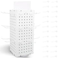 Rotating Pegboard Display Stand With 24 Hooks, 4-Sided Metal Spinning Peg Board Display 7.4"x7.4"x17" Spinner Pegboard Carousel Craft Rack Organizer (White) by ENJOYLIFEWITHUS