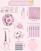 23pc Pink Desk Accessories and Organizers with Mesh Organizer Stapler Tape Dispenser Calculator and a Lot of Office Pink Office Supplies Beautifully Presented in a Gift Box - Image 6