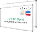 H-Qprobd Whiteboard Dry Erase White Board for Wall 72x40 (2pcs) Magnetic Boards for Office Classroom & Home, Large Wall Whiteboard Including 6 Markers, 20 Magnets, 2 Erasers by H-Qprobd