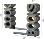 MyGift Gray Wood Cook & Books Bookends, Rustic Cookbook Holder Set of 2 - Image 6