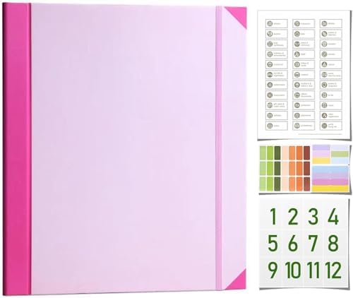 Important Document Organizer,Folders for Documents,Bound Expanding File for Important Papers/Passports/Birth Certificates, Document Holder for Home Records, Legal and Medical Papers (Pink) by misonia