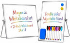 2-Pack Magnetic Dry Erase Whiteboard Set with Stand | Double-Sided 14x11 Desktop Whiteboard | Portable Small White Board for Office & Home | Includes Markers & Eraser by Unknown