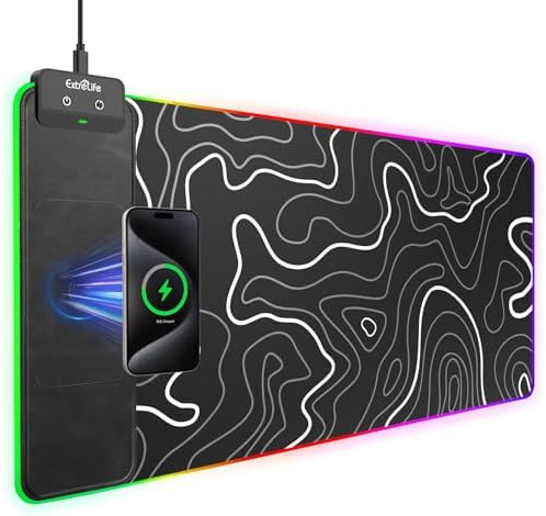 Wireless Charging RGB Gaming Mouse Pad, 31.5"x15.7" XXL Large Desk Mat by ExtreLife