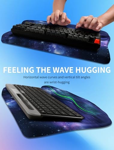Ergonomic Wave Wrist Rest with Keyboard Stand, Cushioned Palm Rest, Comfortable Integrated Memory Foam for Natural Typing and Relieve Wrist Pain, Moon and Starry Sky - Image 4