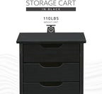 Corinne Black Six Drawer Rolling Storage Cart by Linon - Image 4