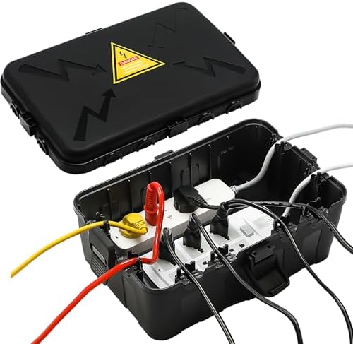 Hrensaw Large Outdoor Electrical Box Waterproof(12.5x8.5x5inch),IP54 Waterproof Outdoor Outlet Covers,Weatherproof Extension Cord Covers Protect Outlet,Plug,Timer,Power Strip,Holiday Light,Black by Hrensaw